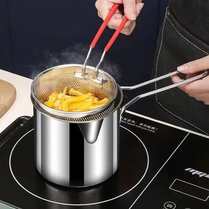 Steel Pot | Deep Frying Pot with Strainer