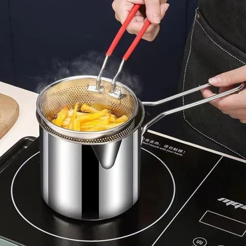 Steel Pot | Deep Frying Pot with Strainer