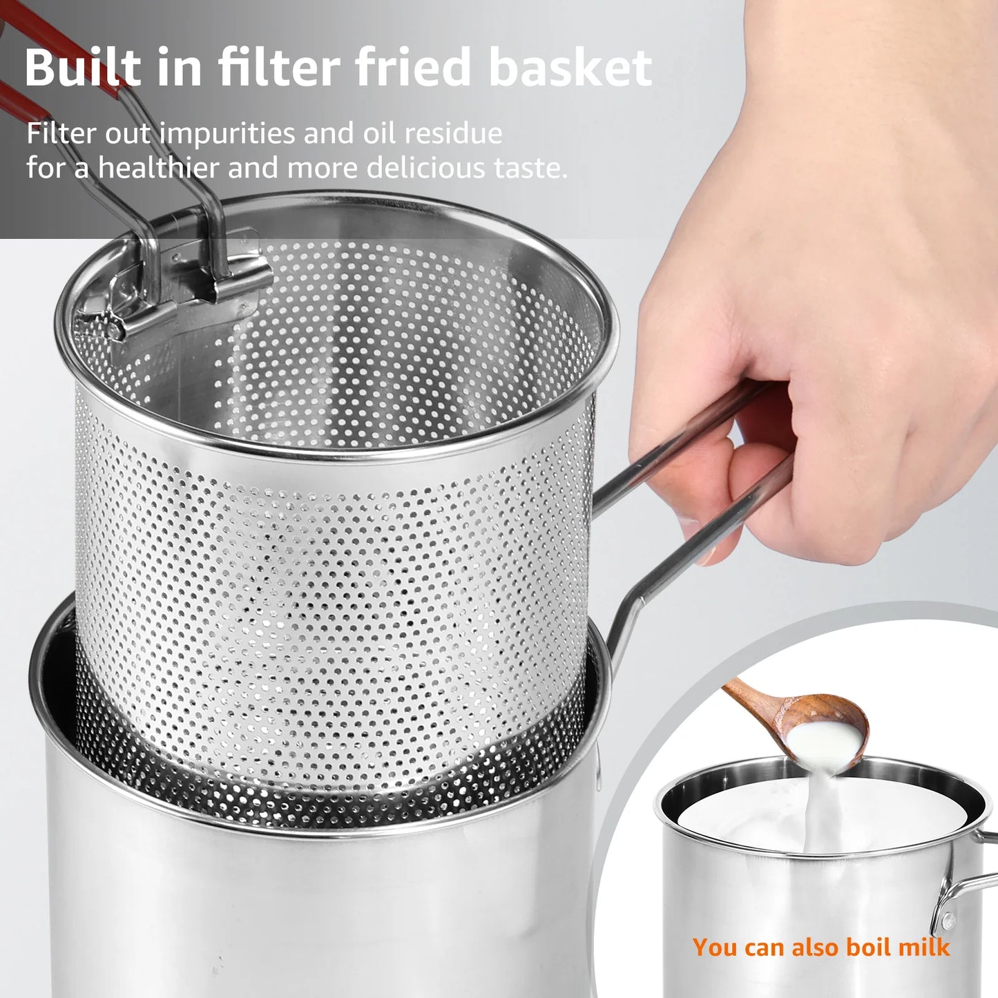 Steel Pot | Deep Frying Pot with Strainer